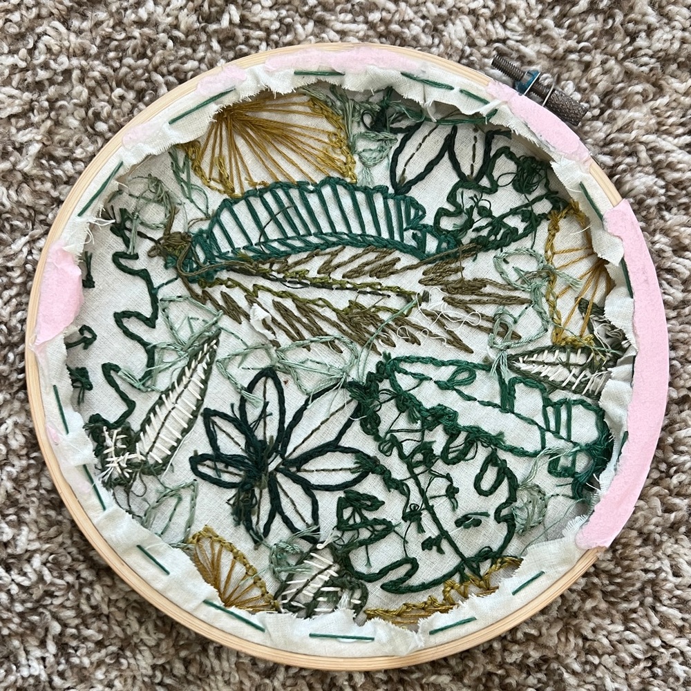 Embroidered Leaf Pattern Wall Art - Picture 2 of 6